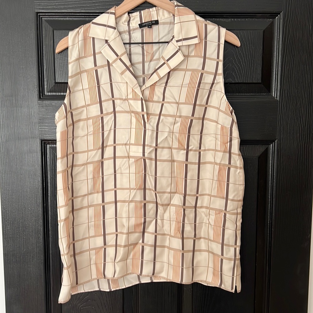 Lafayette 148 Women’s Top Sleeveless w/ Matching Skirt Plaid